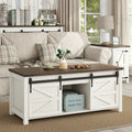 Jaquavion Farmhouse Lift-Top Coffee Table with Hidden Storage & Sliding Barn Door