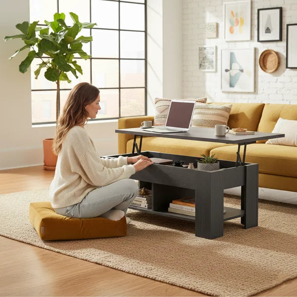 Expandable Lift-Top Coffee Table with Hidden Storage Compartment